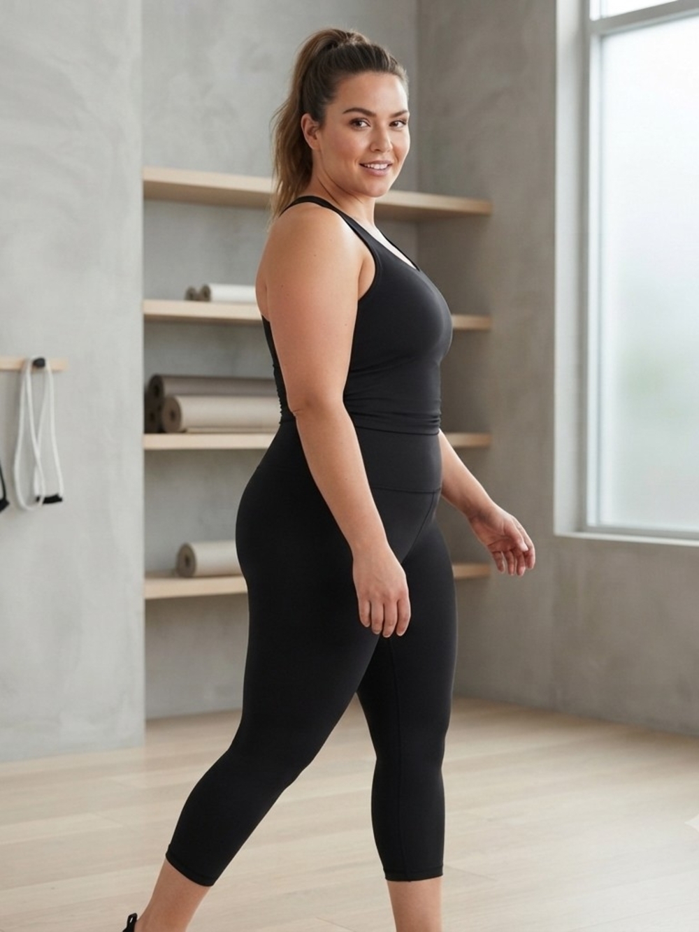 Lululemon Leggings Women Size 20 Black High Rise Cropped Pants Athletic Yoga - Picture 3 of 10